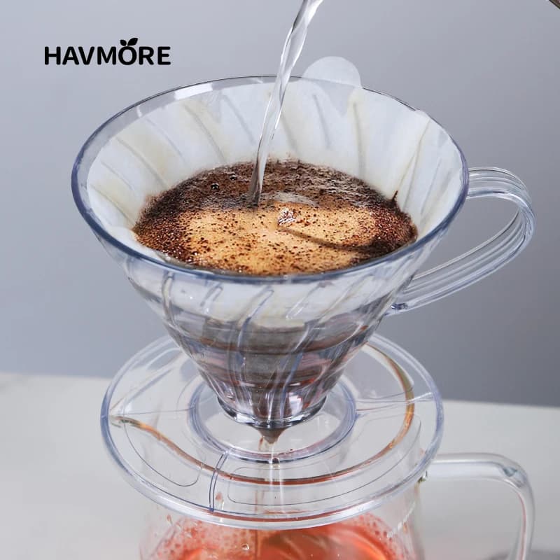 Havmore Wood Pulp  02 Cone Filter Pour Over 2-4 Cups Natural Drip Coffee Paper Filters Makers Accessories - 4