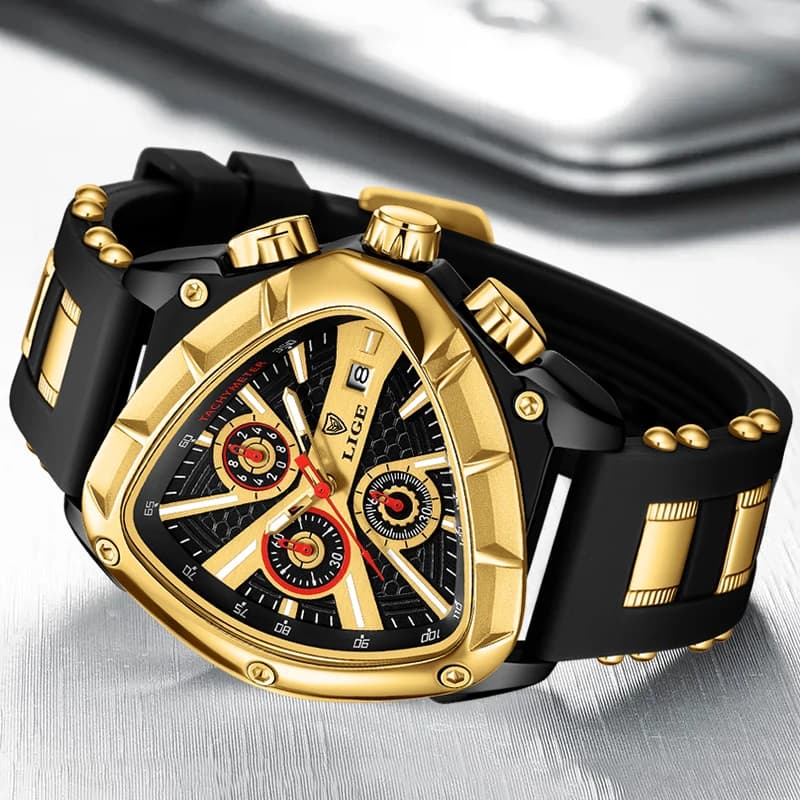 ساعة LIGE الجديدة المضادة للماء للرجال ساعة رياضية عسكرية رجالية ماركة فاخرة موضة ساعة كرونوغراف كوارتز من السيليكون - 2