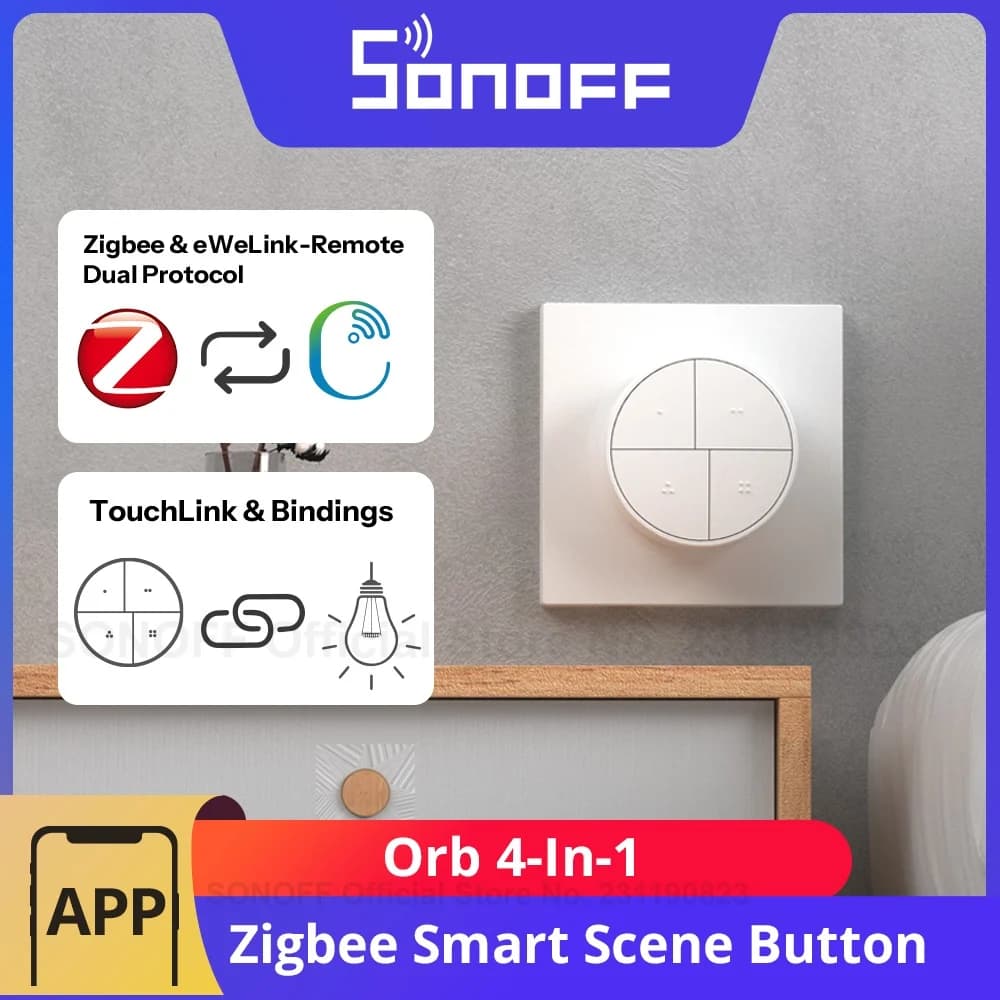 سونوف أورب 4 في 1 زر مشهد ذكي زيجبي تصميم مغناطيسي منفصل زيجبي و eWeLink-Remote بروتوكول مزدوج إجراءات تشغيل متعددة