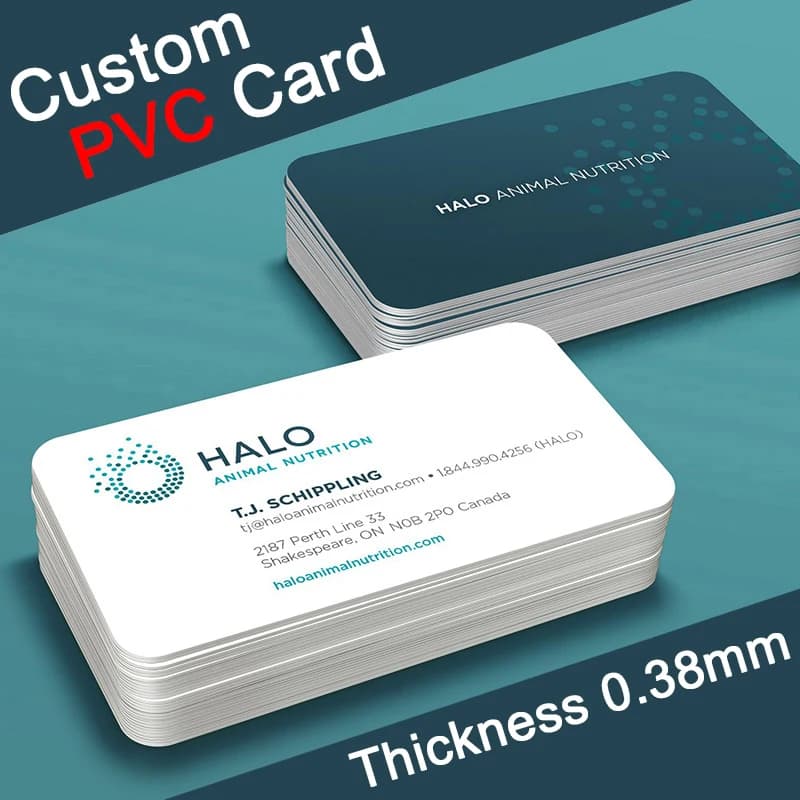 100-1000 قطعة بطاقة هوية عمل PVC مخصصة تصميم خاص شعار اسم بلاستيك مقاوم للماء جانبين لامع مطفي شكراً 85.5*54 مم