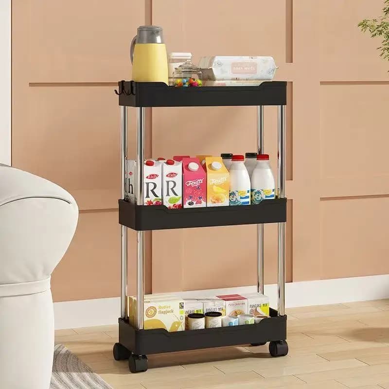 2026 3 Layer Rolling Bathroom Storage Cart With Wheels Multi-purpose Organizer for Bathroom Kitchen Office Utility