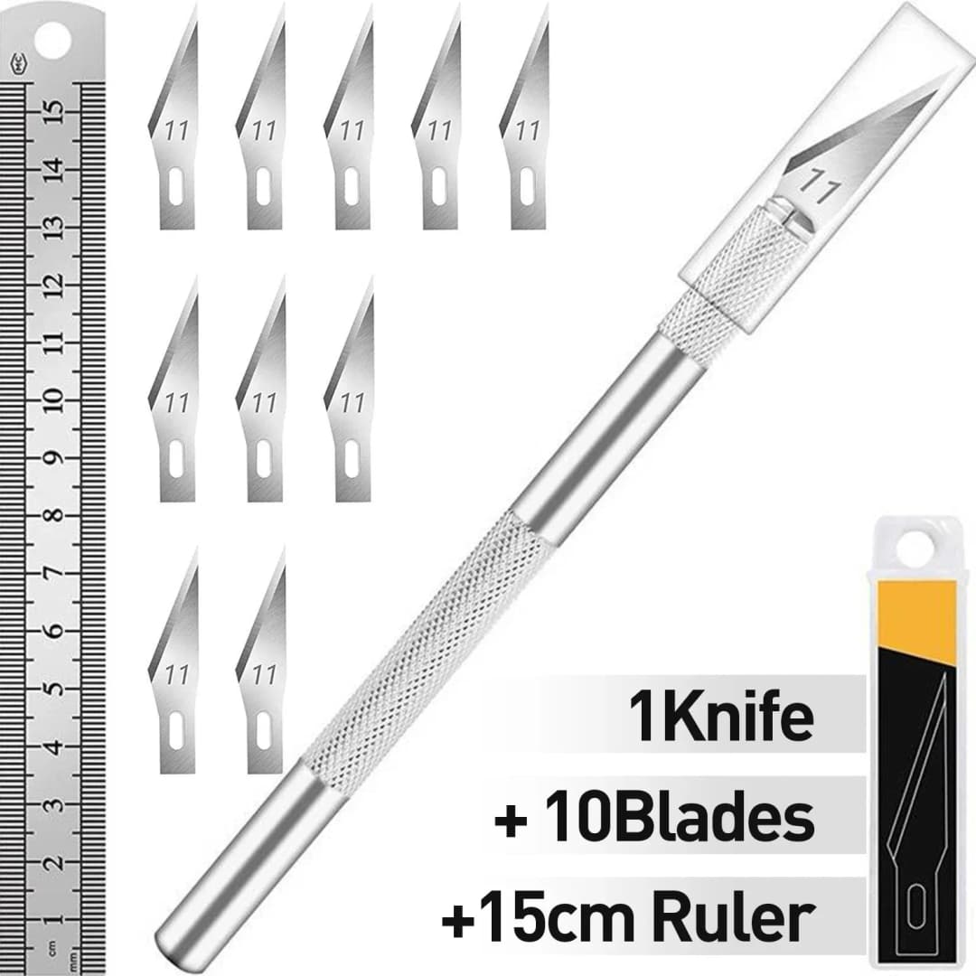 Hobby Knife with 1Steel Knife Exacto 1 Pcs Stainless 1 Pcs Craft Knife Exacto Blade Kit, 1pcs Steel 15CM Ruler for Art,