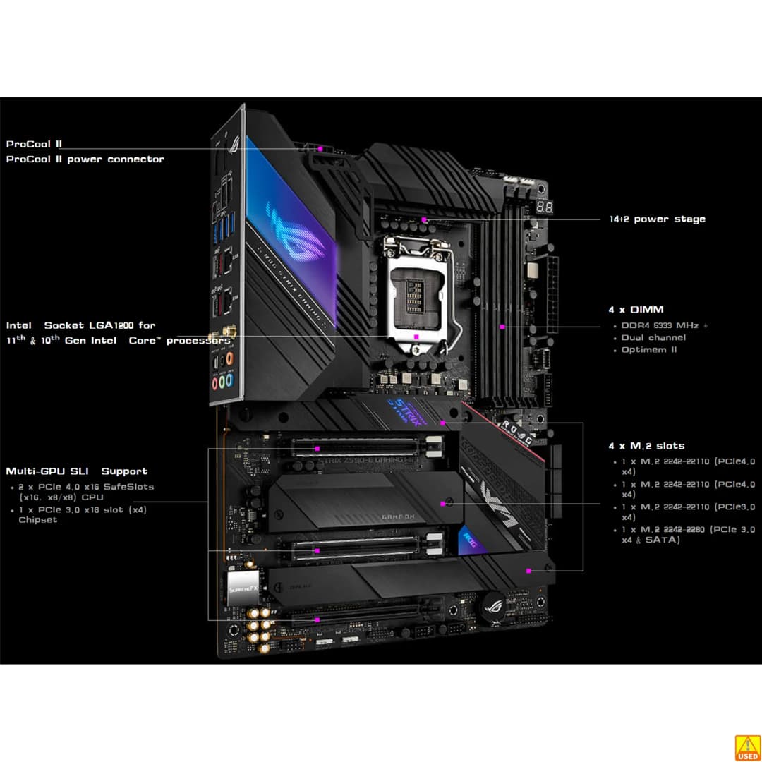 ASUS ROG STRIX Z590-E GAMING WIFI Motherboard Socket LGA1200 CPU DDR4 5333(OC) Memory Chipset Z590 ATX Mainboard