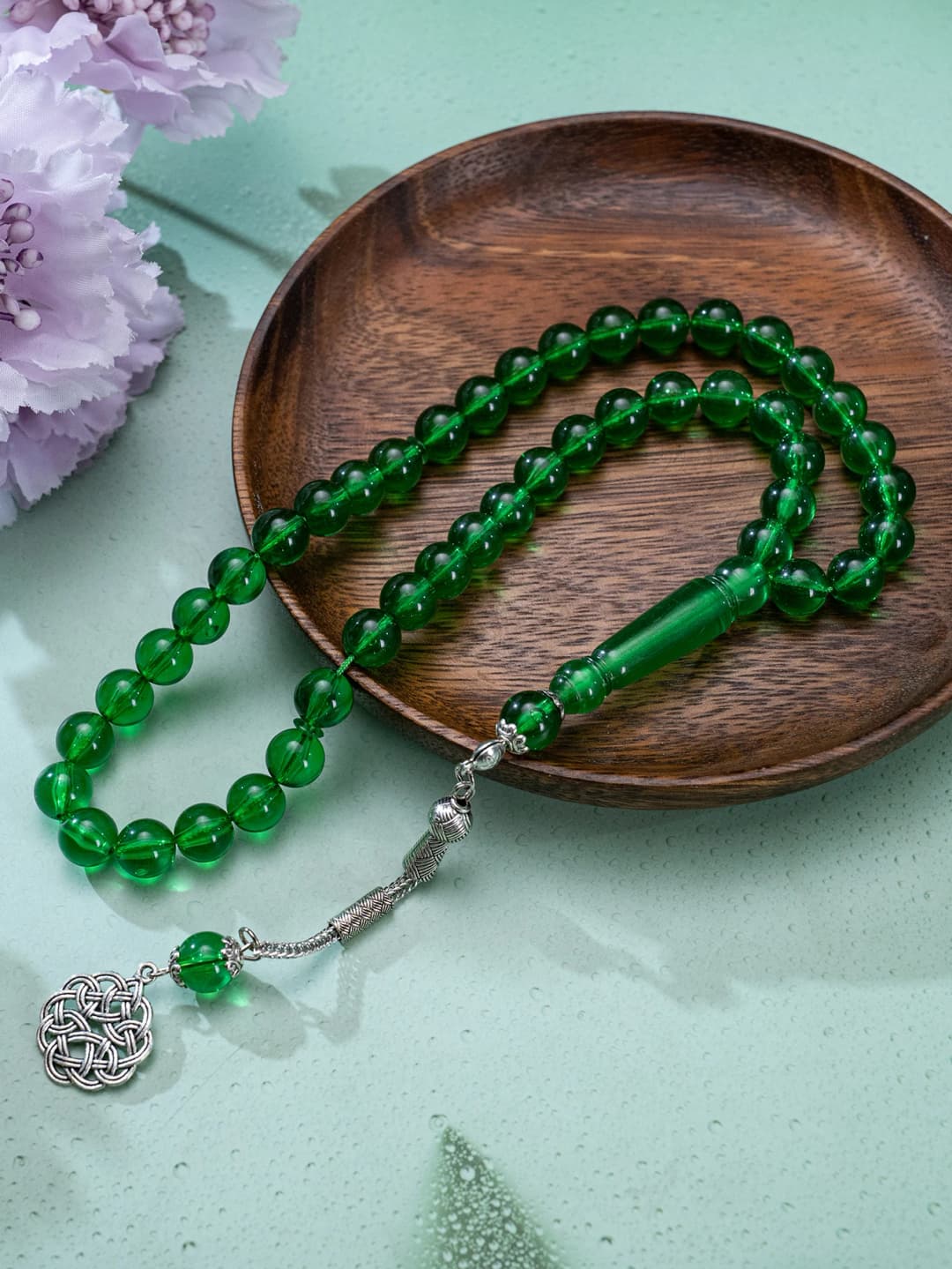 سوار عد الصلوات الإسلامي | 45 خرزة أكريليك | قلادة فضية دوارة بنقش عربي | أداة صلاة للجنسين - 5