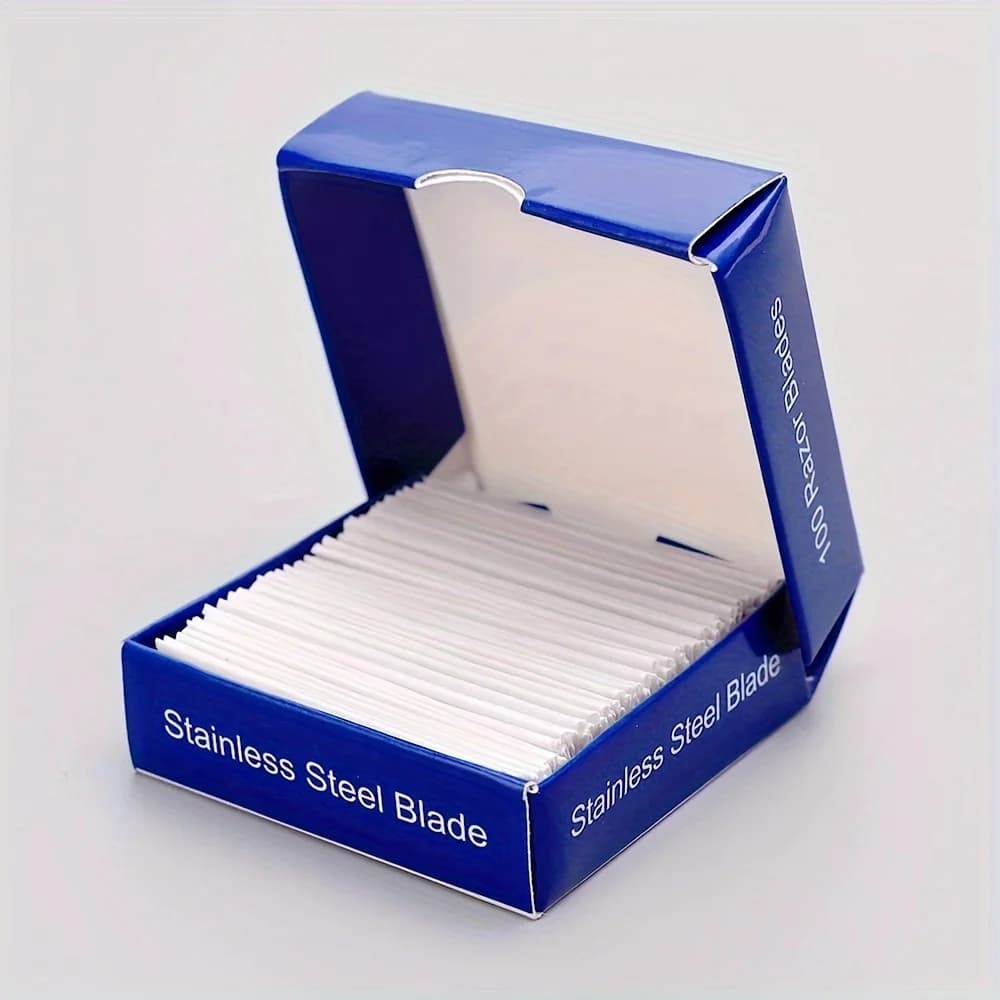 100 قطعة شفرات حلاقة أحادية الجانب - شفرات حلاقة آمنة من الفولاذ المقاوم للصدأ للرجال، أدوات حلاقة احترافية للحلاقين - 3