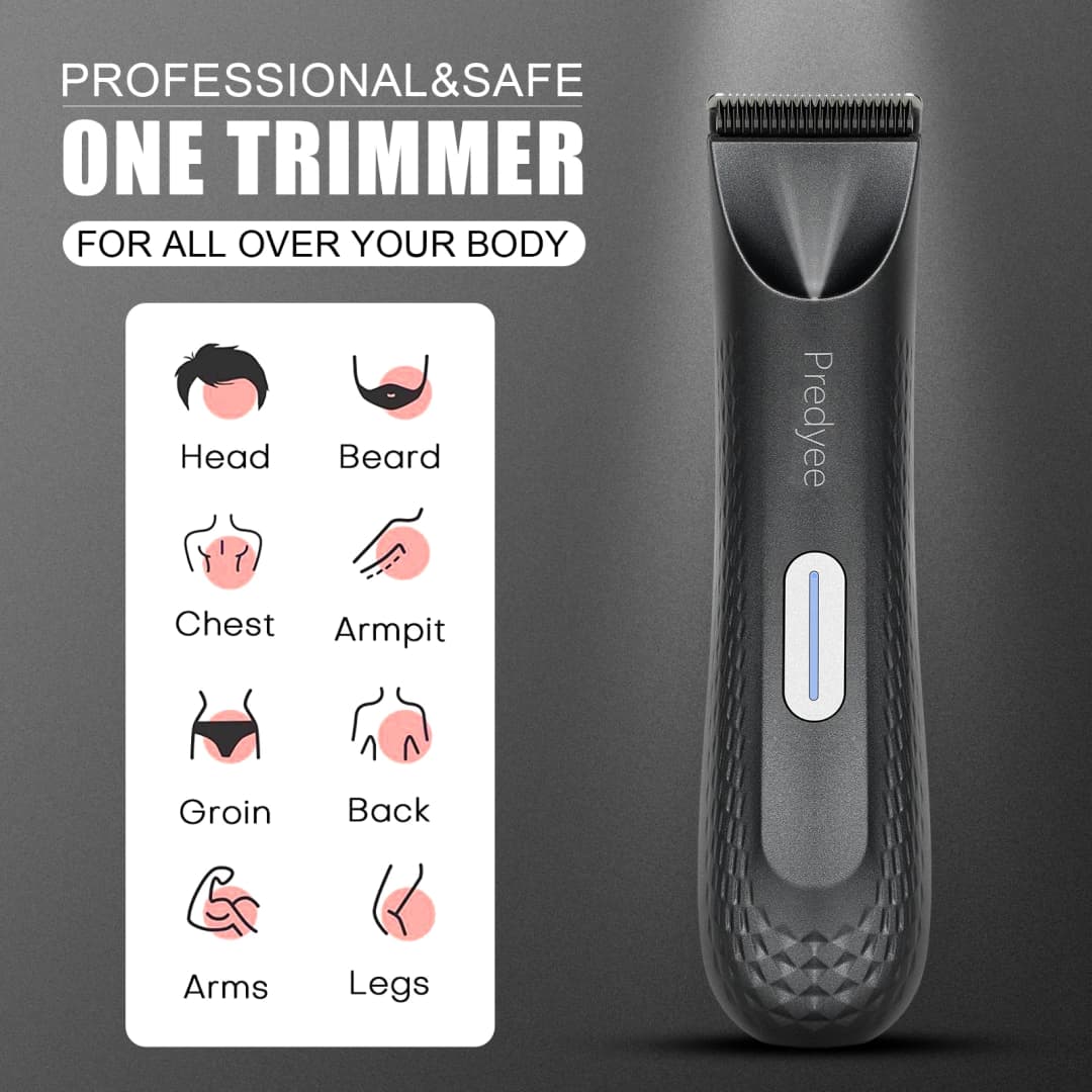 Electric Trimmer for Men's Groin Hair: Versatile Body Groomer and Waterproof Pubic Hair Trimmer with Replaceable Ceramic Blade - 5