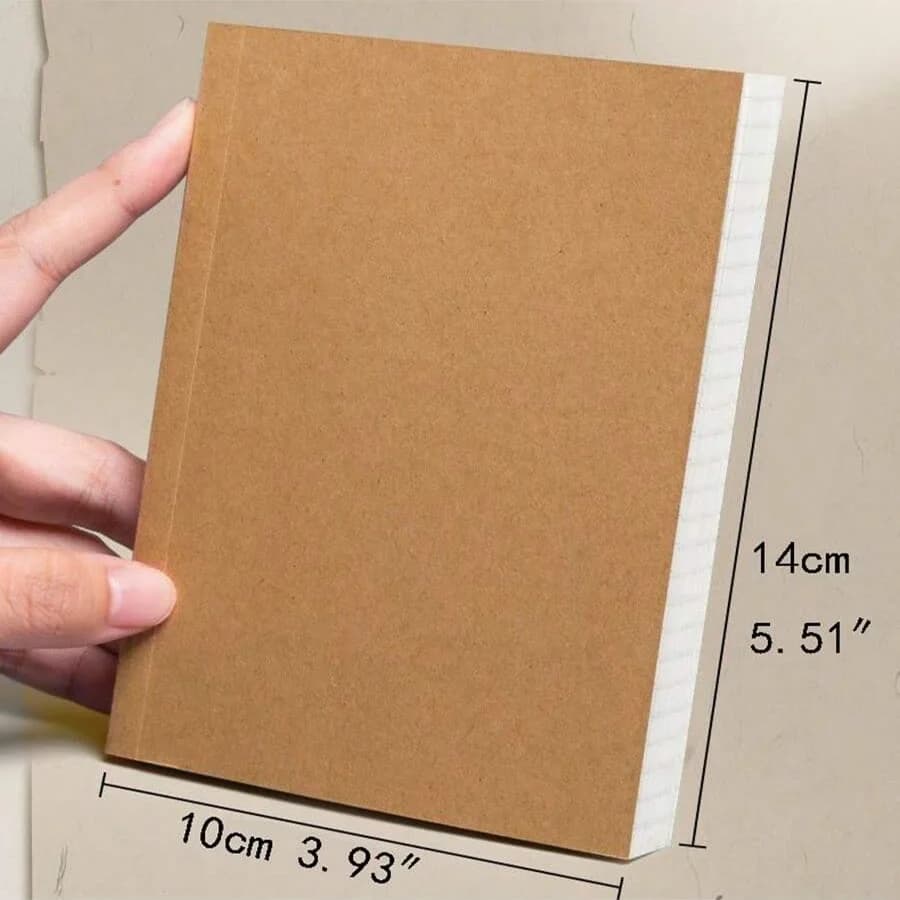 دفتر ملاحظات سميك بجيب A6، 256 صفحة، 128 ورقة، خط شبكة فارغ، صفحات داخلية، غطاء ورق كرافت، مفكرة صغيرة - 2