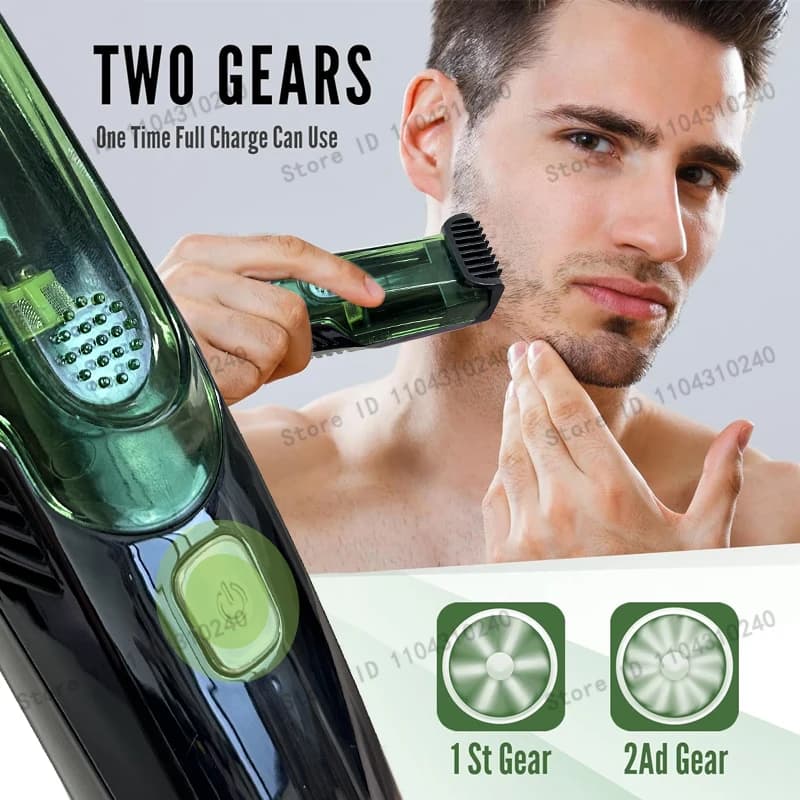 Cordless Men Beard Trimmer Rechargeable Electric Shaver with 20 Trim Built-in Vacuum Clipper for Mustache Sideburns Grooming Kit - 5