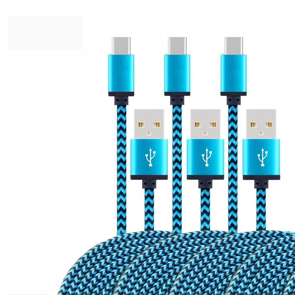سلك نايلون مضفر من النوع C بمنفذ USB للهاتف المحمول ، كابل شاحن ، شحن سريع ، تاريخ ، مزامنة ، سامسنج ، هواوي ، أندرويد ، 1 م ، 2 م ، 3 م ، 2.4 أ
