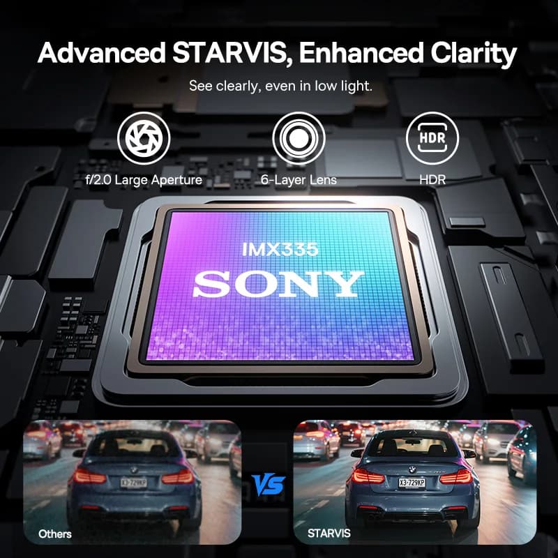 كاميرا داش Baseus 4K VD1 Pro بتقنية UHD، أمامية وخلفية مع مستشعر SONY فائق للرؤية الليلية، وWiFi6، ومسجل فيديو DVR - 4