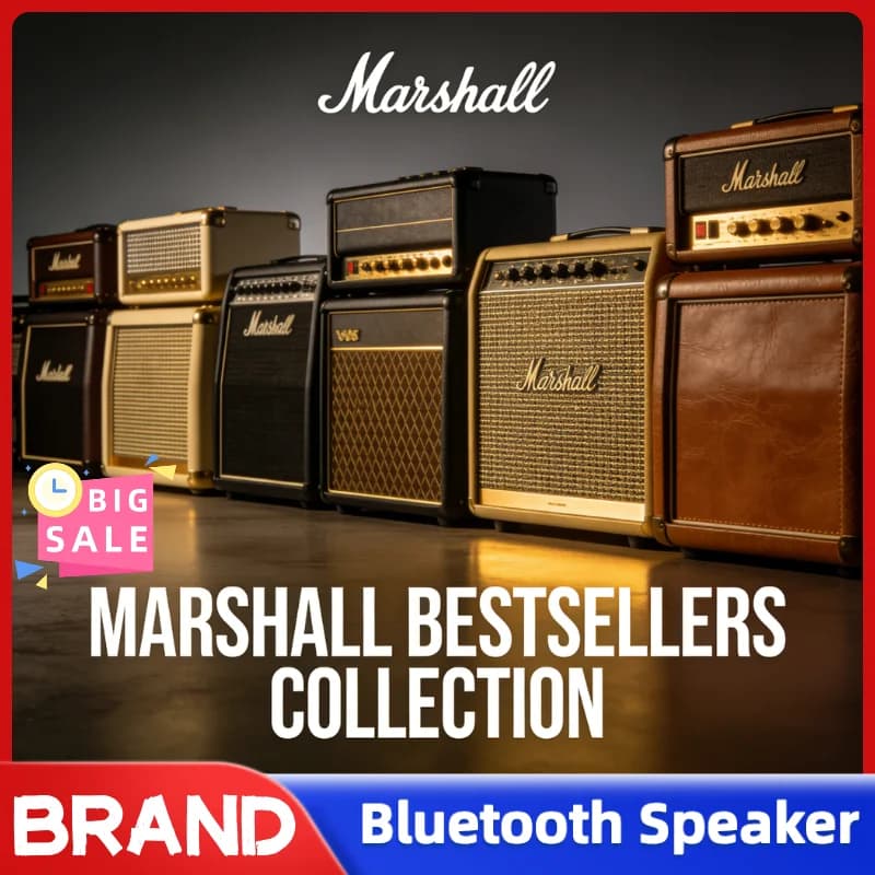 2026 New Marshall Bluetooth Speaker, Wireless Portable Outdoor Speaker IPX Waterproof, Heavy Bass Stereo Sound, 20H Playtime