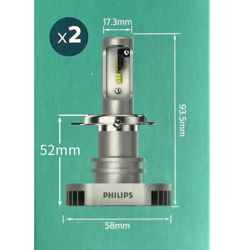 Philips LED H4 Ultinon LED 6000K Cool White Headlight +160% Bright Car Light Compact Design, Pair - 2