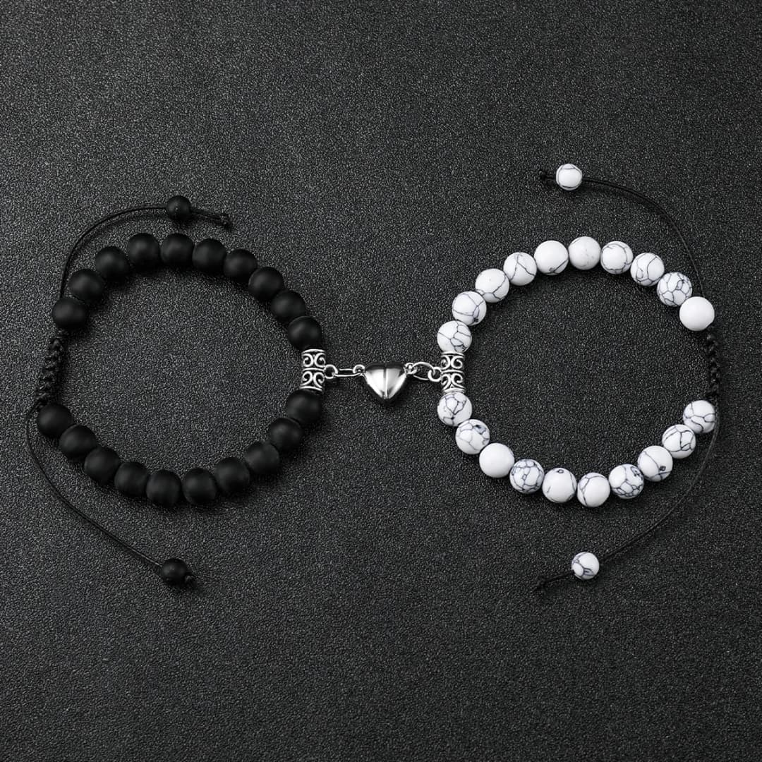 4 قطعة/المجموعة ساعات أزواج أنيقة بحزام سيليكون وساعة كوارتز تناظرية مع أساور قلب مغناطيسية - 5