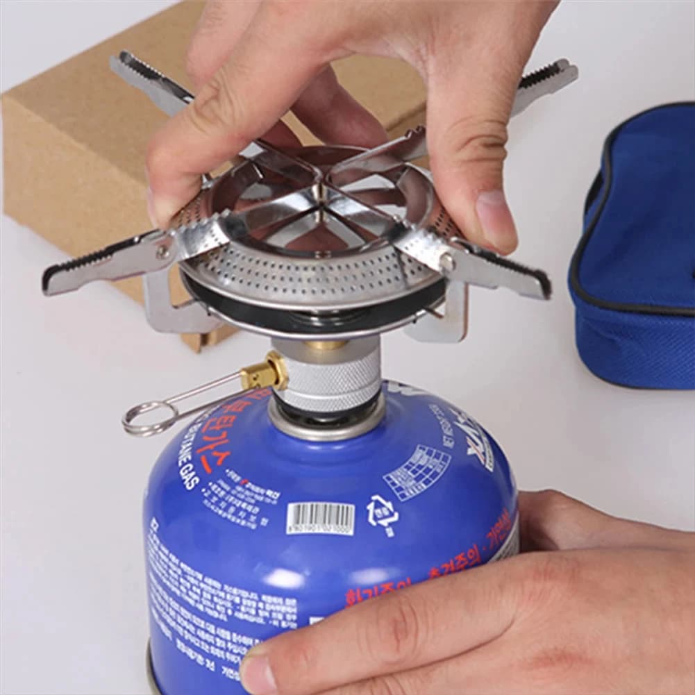 1PCS Outdoor Camping Gas Stove Mini Gas Burner with Storage Bag Portable Cooking Stove Adjustable for Hiking Climbing Fishing - 4