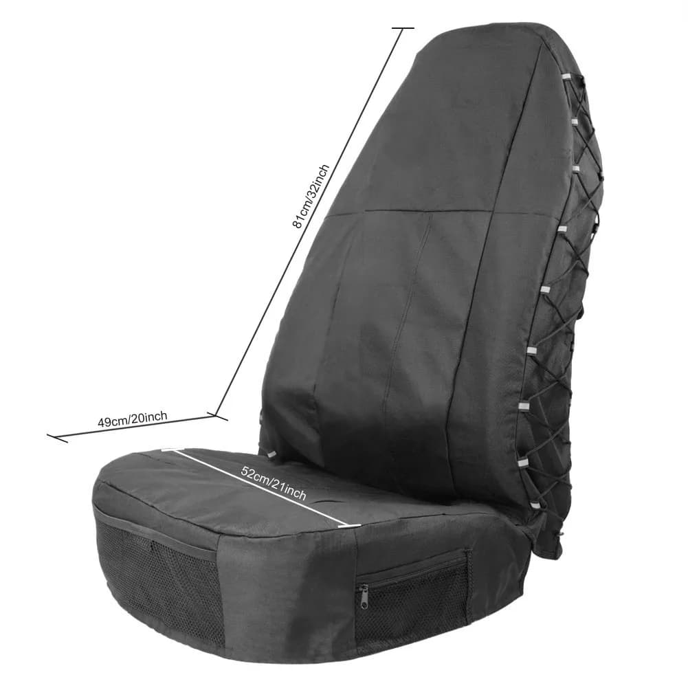 Universal Car Front Seat Cover Waterproof Polyester Seat Protectors Nonslip Backing Dust-proof Covers with Organizer For Cars Bu - 6