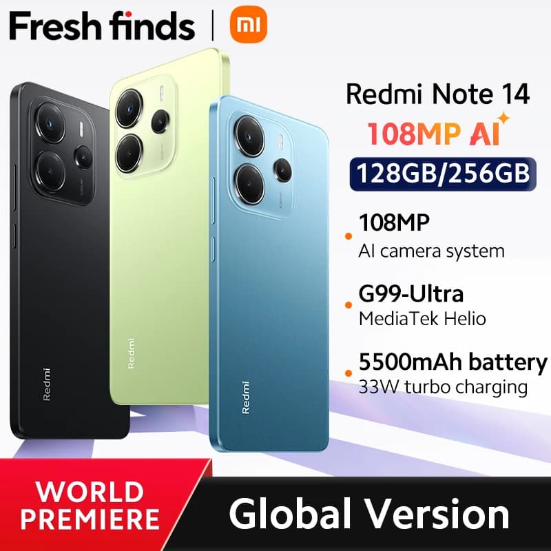 【World Premiere】Global Version Xiaomi Redmi Note 14 MediaTek Helio G99-Ultra 5500mAh 6.67" AMOLED 120Hz Display 108MP  Camera