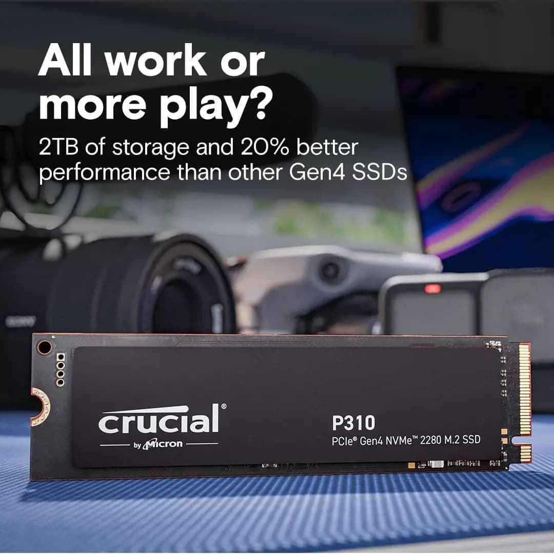 محرك أقراص صلبة داخلي SSD P310 من Crucial، 500GB، 1TB، 2TB، 4TB، PCIe Gen4، 3D NAND، NVMe، M.2 2280 - 4