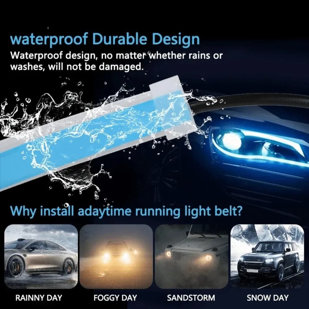 أضواء نهارية LED للسيارة شريط إضاءة DRL زخرفي إضاءة أمامية إشارة انعطاف RGB مع تحكم عن بعد عبر تطبيق - 4