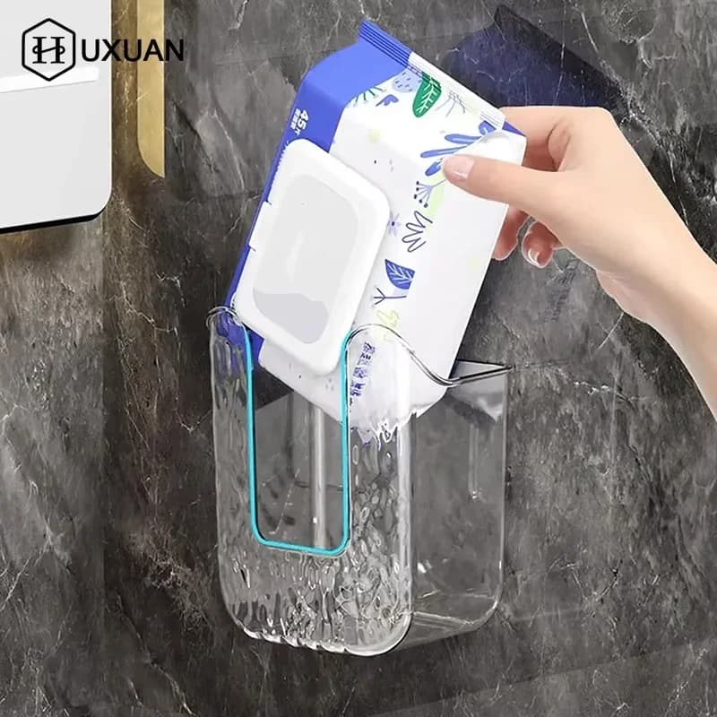 Tissue Box Bathroom Non Perforated Wall Mounted Wet Tissue Storage Box with Large Opening and Strong Load-bearing Capacity - 4