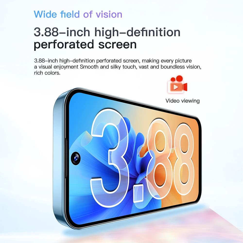 هاتف صغير سويز XS19 ميني بشاشة 3.88 بوصة، ذاكرة 2 جيجابايت رام و16 جيجابايت روم، أندرويد 10.0، التعرف على الوجه، شريحتين، شبكة 3G - 2