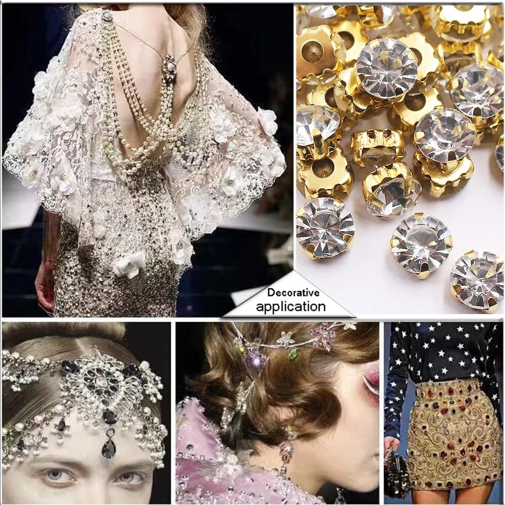 3-8 مم مخلب ذهبي، تقليم الراين، بلورات لامعة، أحجار زجاجية، خرز ستراس، حرف يدوية، أحجار كريمة، خياطة الراين للملابس - 6