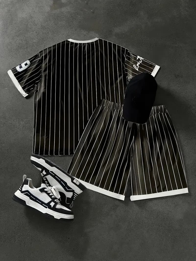 The 2025 summer new men's set features street fashion casual comfort softness breathability and 3D digital pattern printing - 3