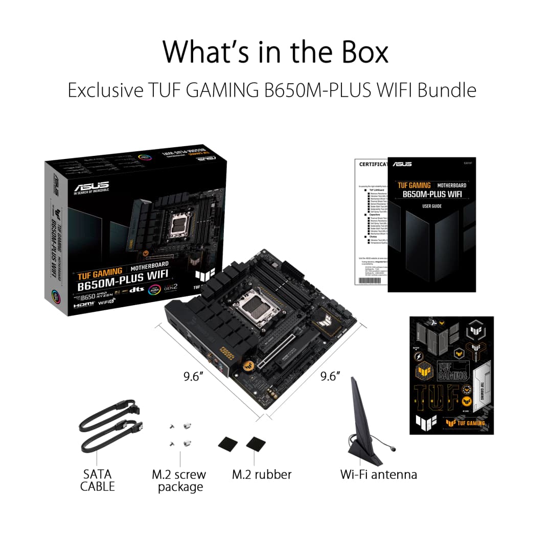 ASUS TUF GAMING B650M PLUS WIFI AMD B650 مقبس جديد AM5 لوحة أم mATX 24.4×24.4 سم DDR5 PCI-E 4.0 128 جيجابايت - 5