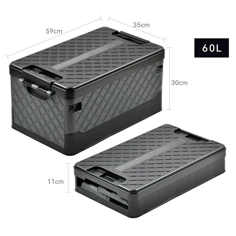 صندوق صندوق سيارة سعة 35/60 لتر، منظم سيارة، صندوق تخزين محمول للتخييم الخارجي، صندوق صندوق سيارة قابل للطي، ملحقات منظم داخلي للسيارة - 6