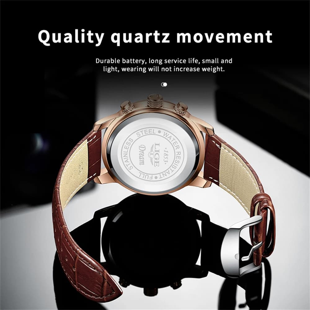 New Men's Watches LIGE Top Brand Luxury Men Wrist Watch Leather Quartz Watch Sports Waterproof Male Clock Relogio Masculino+Box - 5