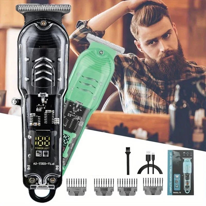 Transparent Body Electric Hair Clipper Professional Trimmer USB Rechargeable Hair Cutting Machine For Men Holiday Gift For Him - 6