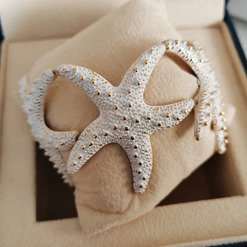 Trendy luxury  Starfish  Flower Elastic Pearl  Bracelet Bangle Jewelry For Women Party Gift - 3