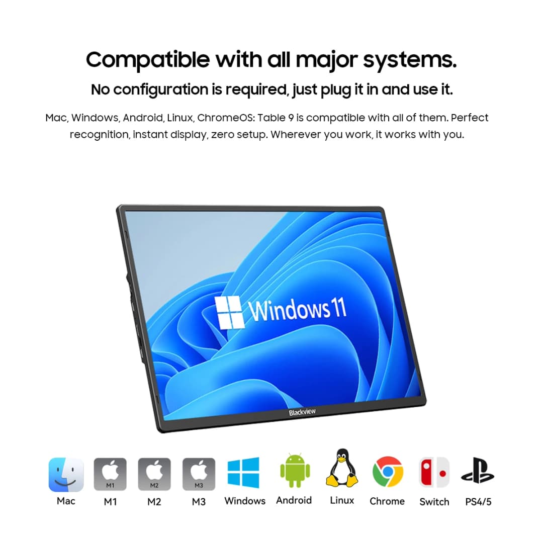 Blackview Table 9 16” 120HZ Large Portable Monitor 1200P 100% SRGB Gaming Laptop Display External Second Screen For PC Phone - 2