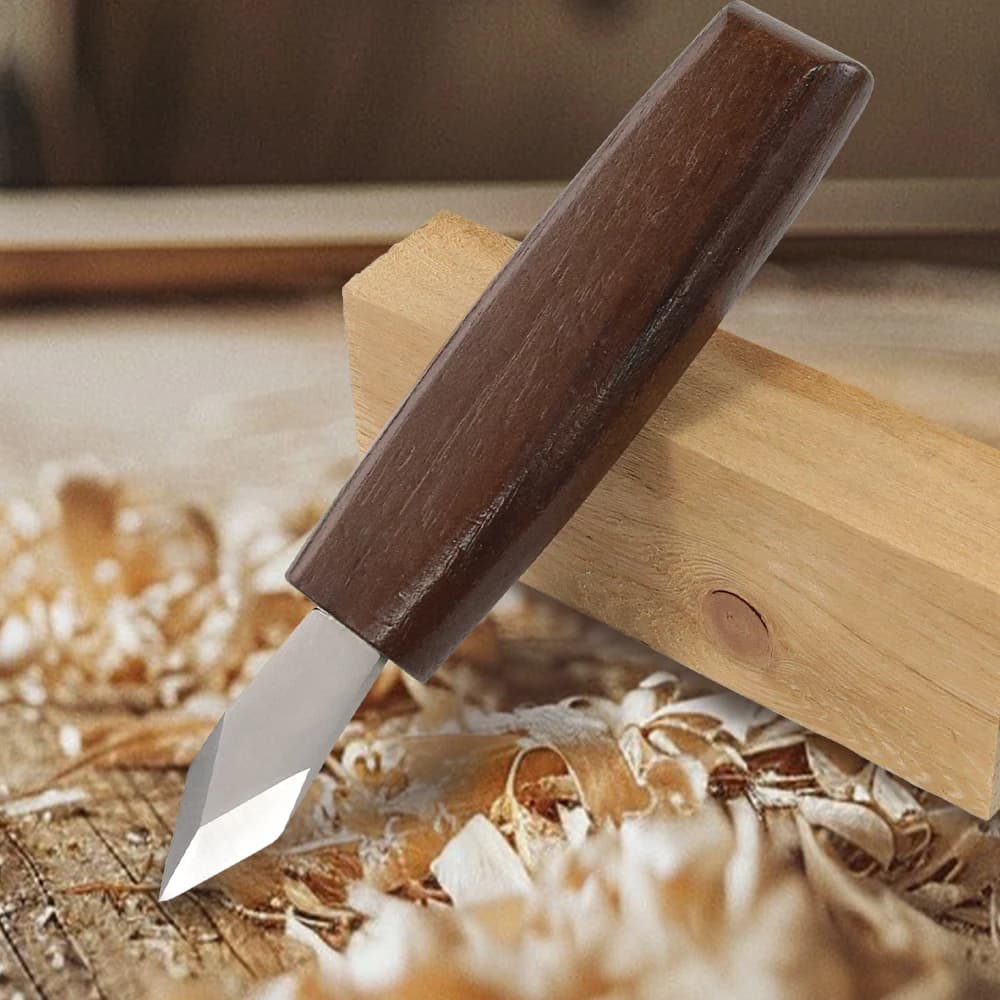 Marking Knife Double Bevel Striking Knife With CR-V Sharp Blade Wooden Handle For Woodworking Carving And Marking - 4