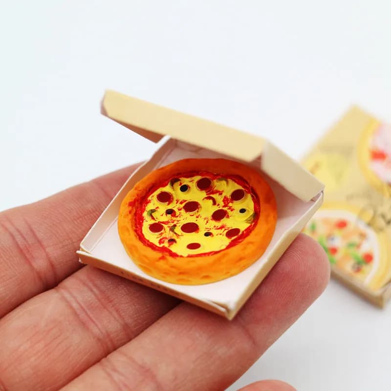 1Set 1:12 Miniature Pizza with Packing Box Model Kitchen Food Decor Toy Doll House Accessories Kids Pretend Play Toys - 2