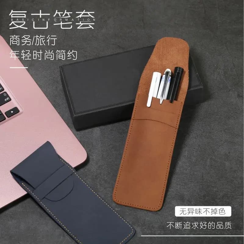 حافظة أقلام جلدية عتيقة ، جيب قلم الحقيبة ، حقيبة منظم قرطاسية صغيرة للطلاب ، المكتب ، النساء ، الرجال ، الأعمال ، السفر - 2
