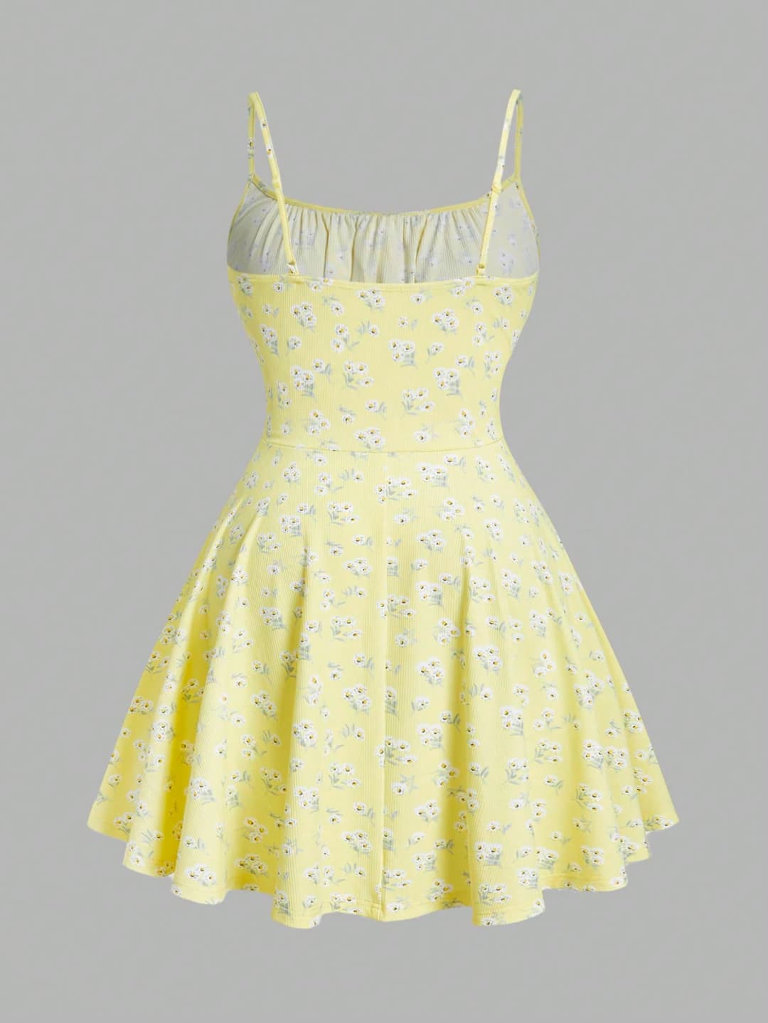 فستان كاميسول بلا أكمام رفيع الحزام أنيق مطبوع بالزهور موضة جديدة - 2