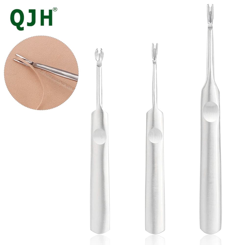 Premium Stainless Steel Leather Crafting Slot Tool Set - Groover, V & U Shape Gouge, Edge Skiving Knife, DIY Leather Punch Tools - 2