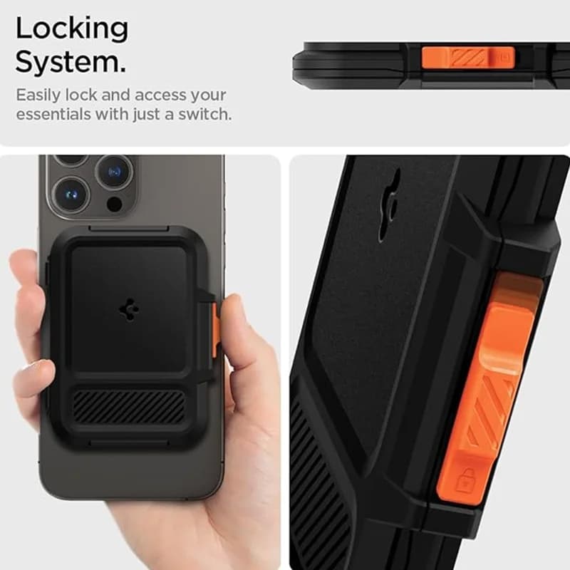 حامل بطاقات Spigen Lock Fit متوافق مع MagSafe لـ iPhone 17 Air 12 13 14 Plus 15 16 17 Pro Max، حقيبة بطاقات مغناطيسية متينة بقشرة صلبة - 3