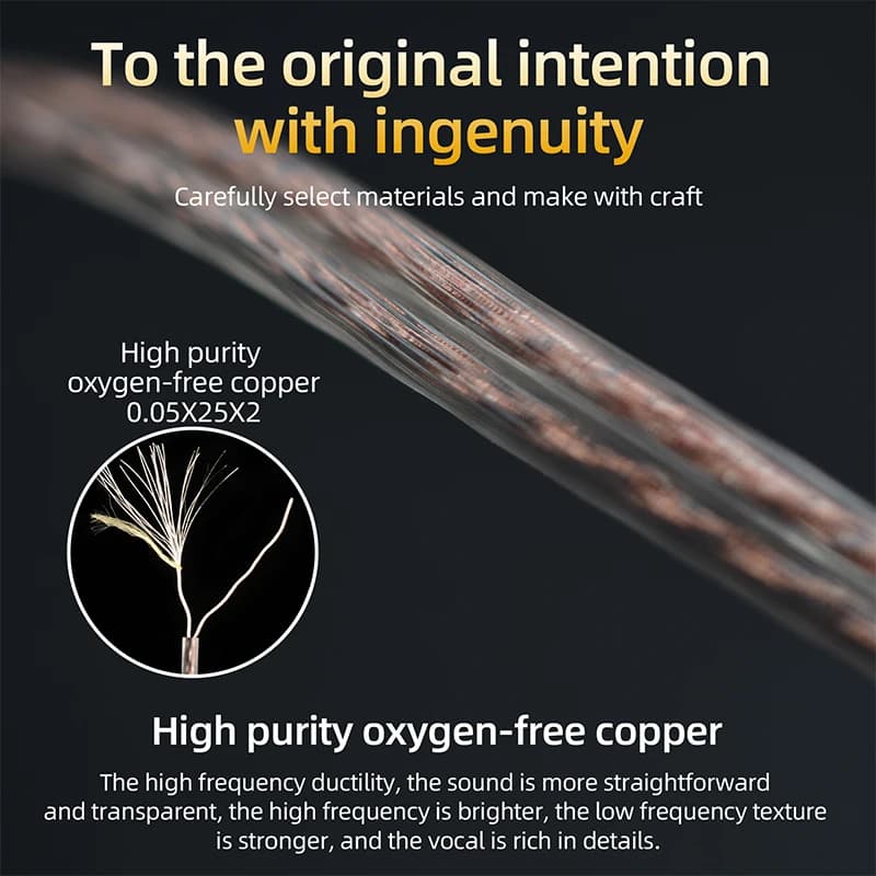 KZ Headphone Cord High-Purity Copper Cube Mixed Upgrade Cable Earphone Wire Original Replacement EDX Pro/ZS10 Pro X Headset Wire - 3