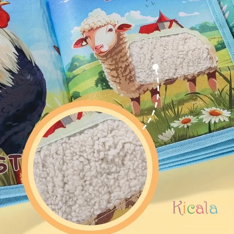 كتاب تفاعلي لمس الحيوان للطفل التعلم المبكر لغز القماش القصص القصيرة مع النمر القرد التنمية الحسية اللعب هدية - 3