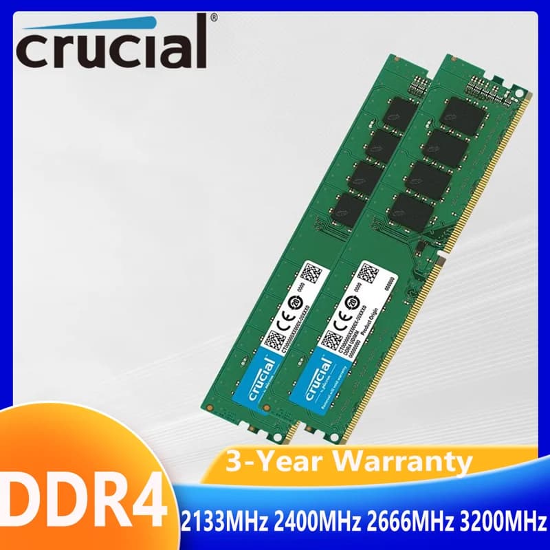 Crucial RAM DDR4 Memory 8GB 16GB 4GB 3200MHz 2133MHz 2400MHz 2666MHz PC4-19200 288-Pin For Desktop Memory PC Computer Moudle
