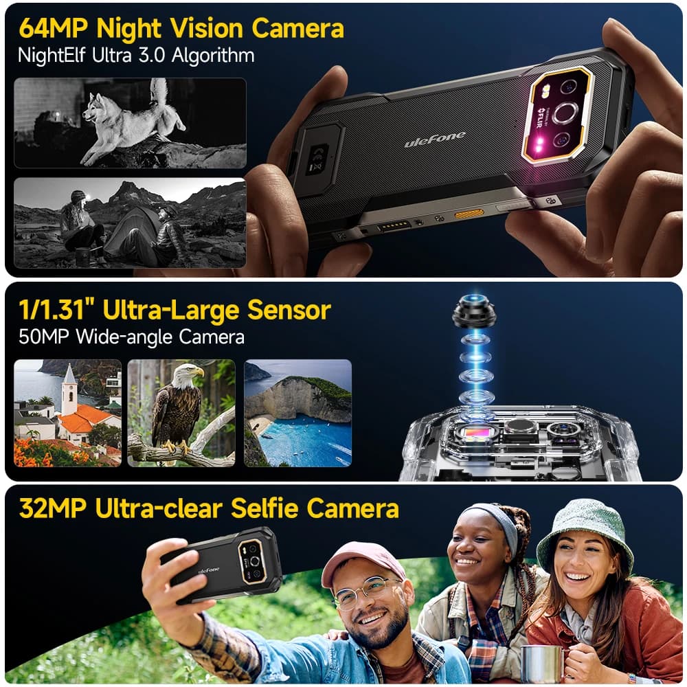 هاتف Ulefone Armor 27T Pro 5G المتين بطارية 10600 مللي أمبير أندرويد 14 كاميرا ليلية 50 ميجابكسل+64 ميجابكسل شاشة 6.78 بوصة 120 هرتز ذاكرة 24 جيجابايت+256 جيجابايت NFC - 3