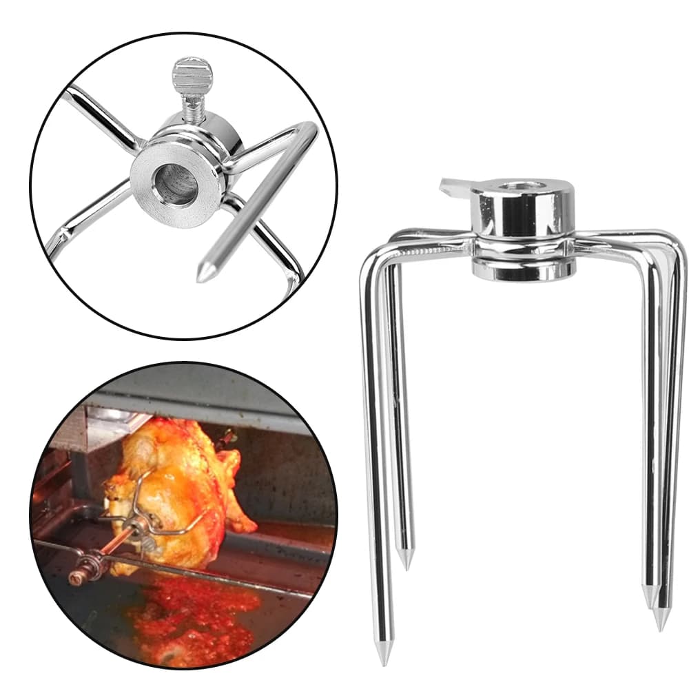 Stainless Steel BBQ Forks 2pcs/set Charcoal Chicken Grill BBQ Tool Rotisserie BBQ Forks Rotisserie Meat Fork Kitchen Tools - 2