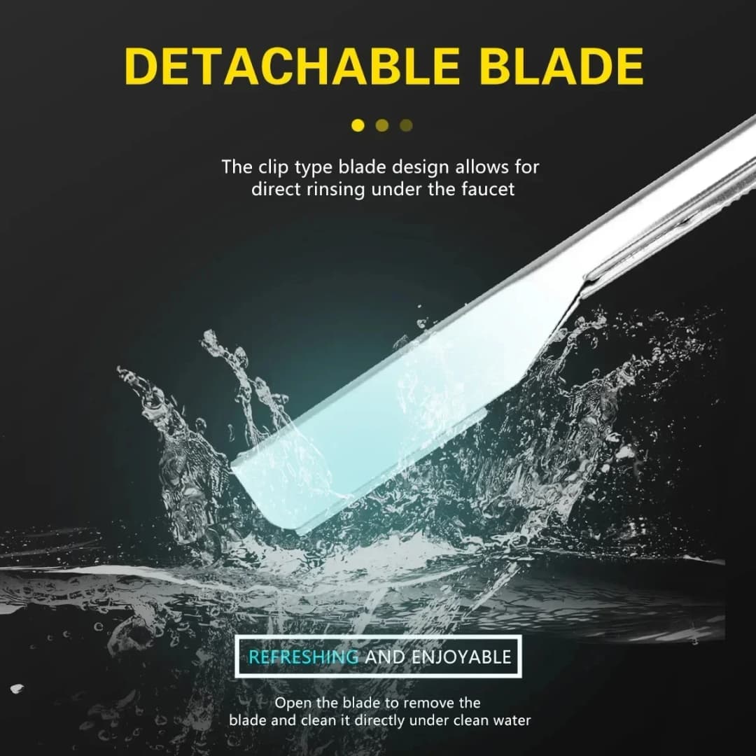 شفرة حلاقة يدوية احترافية، شفرة حلاقة مستقيمة حادة من الفولاذ المقاوم للصدأ، قابلة للطي، أداة قص اللحية مع 1/10/20 شفرة - 3