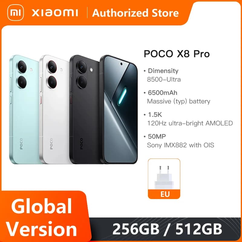 Global Version POCO X8 Pro 5G 120Hz Ultra-Bright AMOLED Display Smartphone 1.5K Dimensity 8500-Ultra NFC 50MP