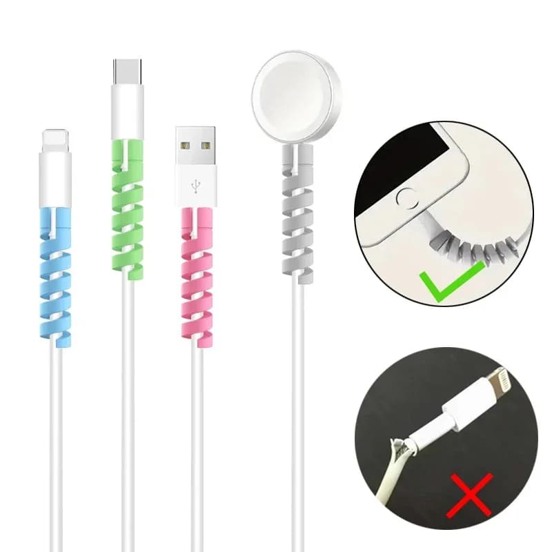 10PCS Silicone Spiral Winder Data Cable Cable Protector USB Charger Wire Savers Cover For Phone Mouse Earphone Cord Protection - 2