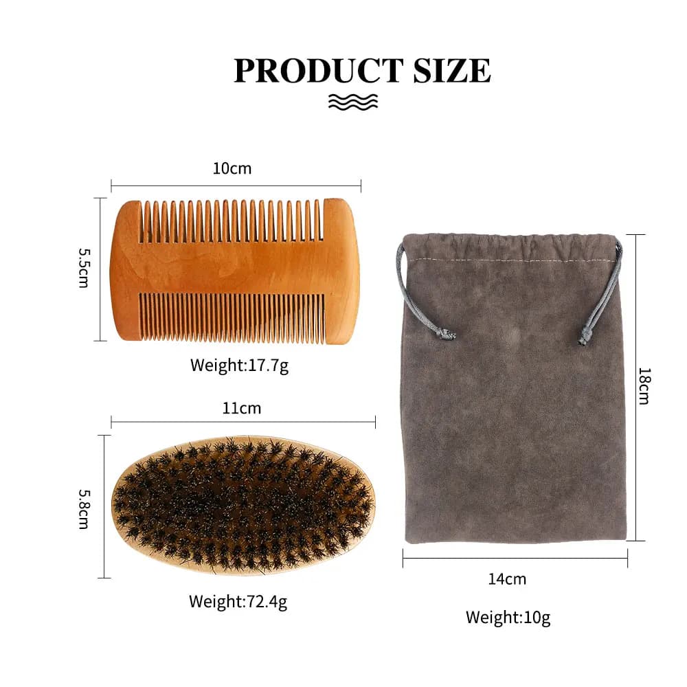مجموعة فرشاة حلاقة احترافية للرجال من شعر الخنزير البري فرشاة لحية طبيعية ومشط لأدوات تنظيف وتصفيف الوجه - 5