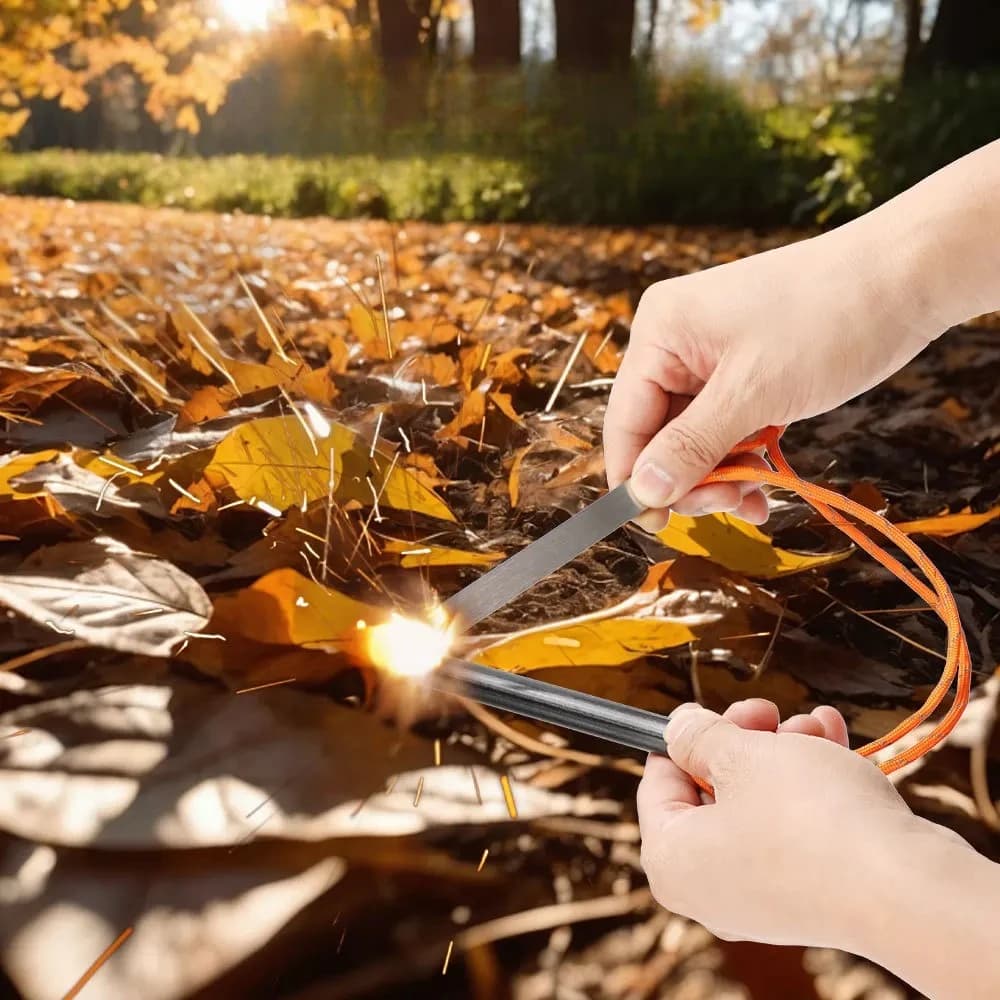 Outdoor Magnesium Rod Fire Starter with Scraper, Windproof Lighter Ignition Essential Survival Gear for Travel,Camping Emergency - 3
