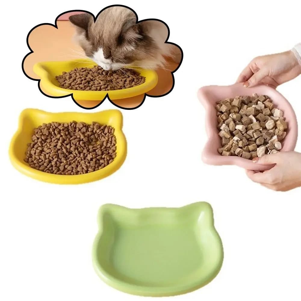 Cute Cat Shape Cat Bowl Plastic Anti-Fall Flip Cat Food Bowl Non-slip Pet Food Dish Pet Feeding - 5