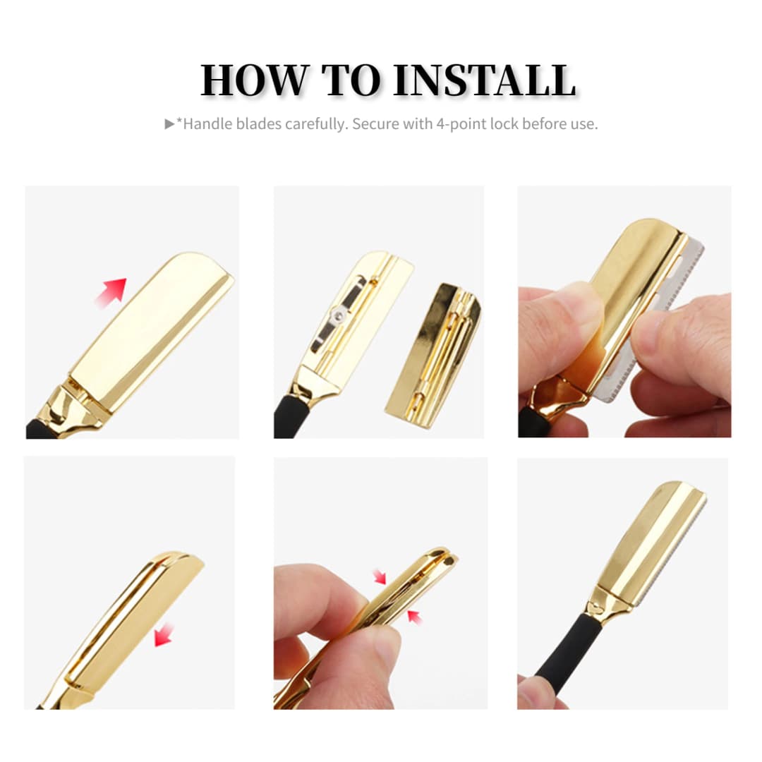 شفرة حلاقة جديدة احترافية للحية، شفرة حلاقة مستقيمة، أدوات إزالة الشعر للرجال، مقبض خشبي، قبضة مقاومة للانزلاق للحلاقة المنزلية - 2